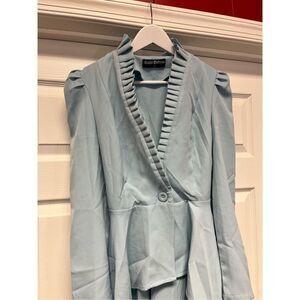 Satin Button Light Blue Blazer